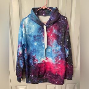 NWOT - Unisex Hoodie with Galaxy Graphics. Blues / Purples / Pinks